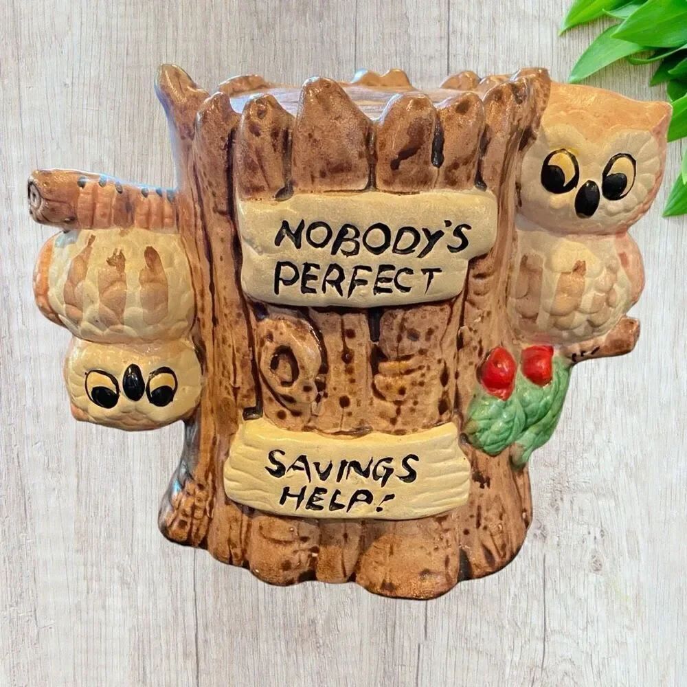 Vintage Enesco Owl Savings Bank